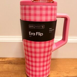 Brumate Pink Gingham Era Flip Travel Mug - 30oz